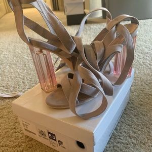 SOLD!! Gray tie up heels